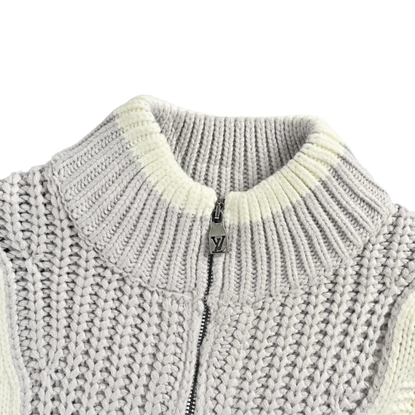 Louis Vuitton/Louis Vuitton embroidered logo contrast stitching knitted sweater jacket